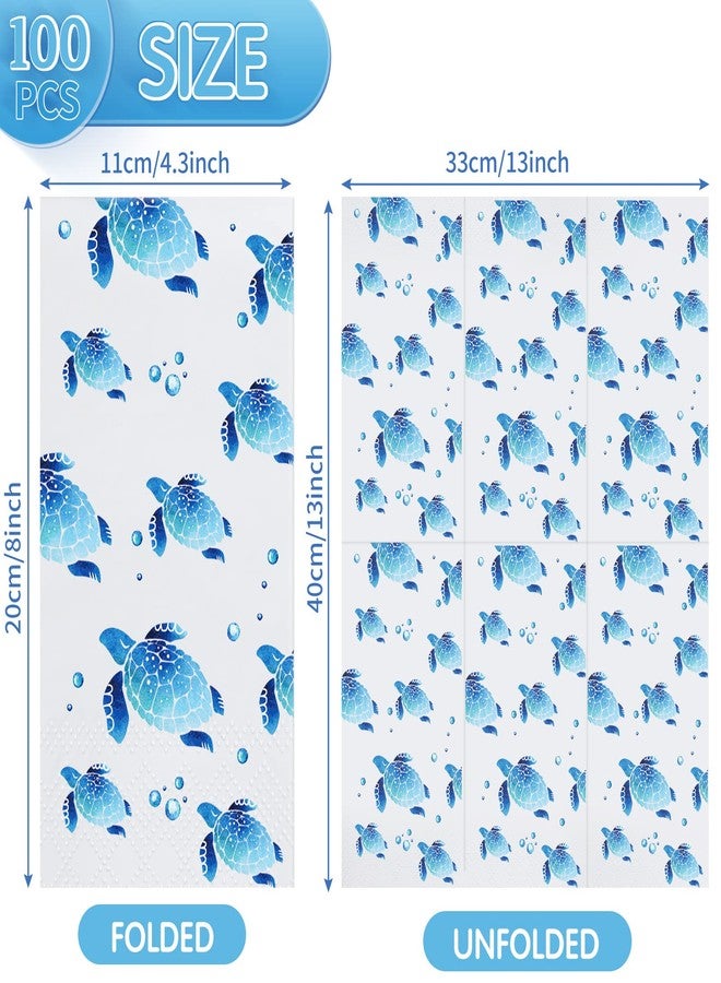 Yisong 100 Pcs Turtle Disposable Hand Towels Paper Napkins for Bathroom Guest Decorative Soft Towels Ocean Party Supplies Summer Sea Decoration for Graduation Birthday Holiday Wedding Baby Shower - Image 2